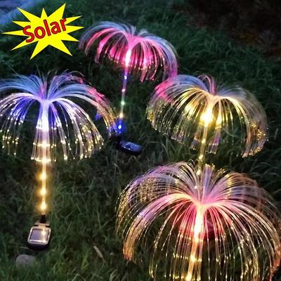 Декоративная лампа на солнечной батарее для лужайки, уличная водонепроницаемая лампа из оптического волокна, красочная лампа в виде медузы, лампа для двора и сада