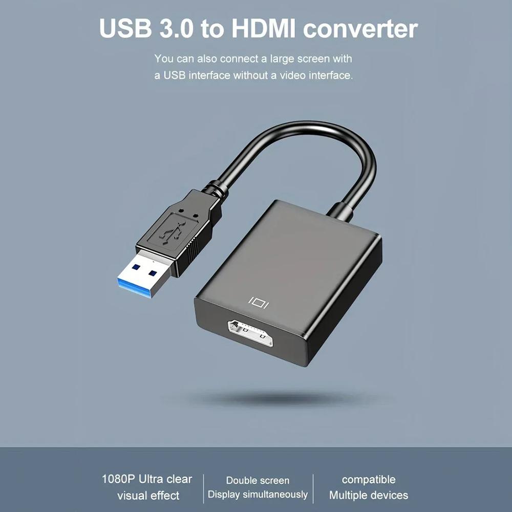Адаптер USB-HDMI 1080P USB 3.0/2.0 в HDMI Внешний аудио-видео адаптер кабель для ПК-ноутбука