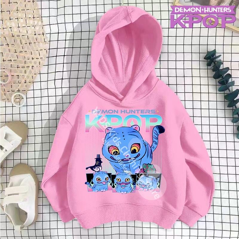 Одежда для маленькой девочки K-Pop Охотники на демонов Толстовка Девичья мода Повседневная толстовка Кино Новинка Детская K-Pop Охотники на демонов Толстовки с капюшоном