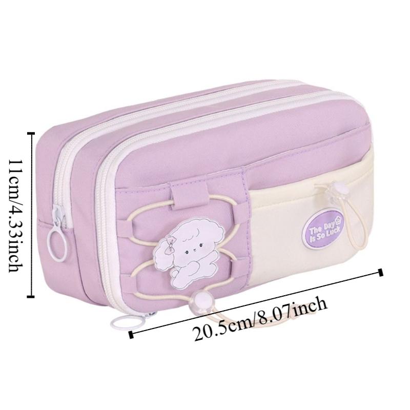 Flip Style Cute Pencil Pouch Large Capacity Gel Pen Organizer Simple Student Pencil Case Gift