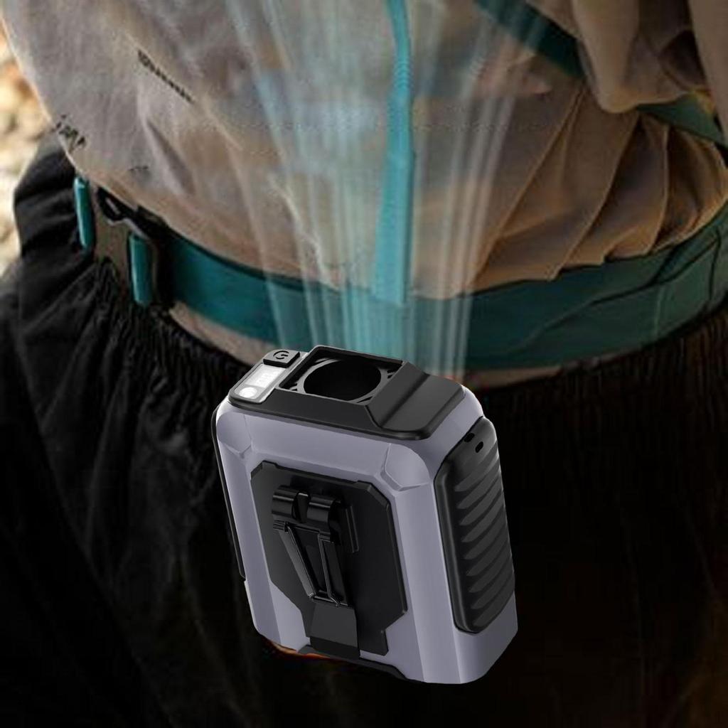 Portable Waist Fan 100 Gears Flashlight Clip on for Outside Farm Work Riding