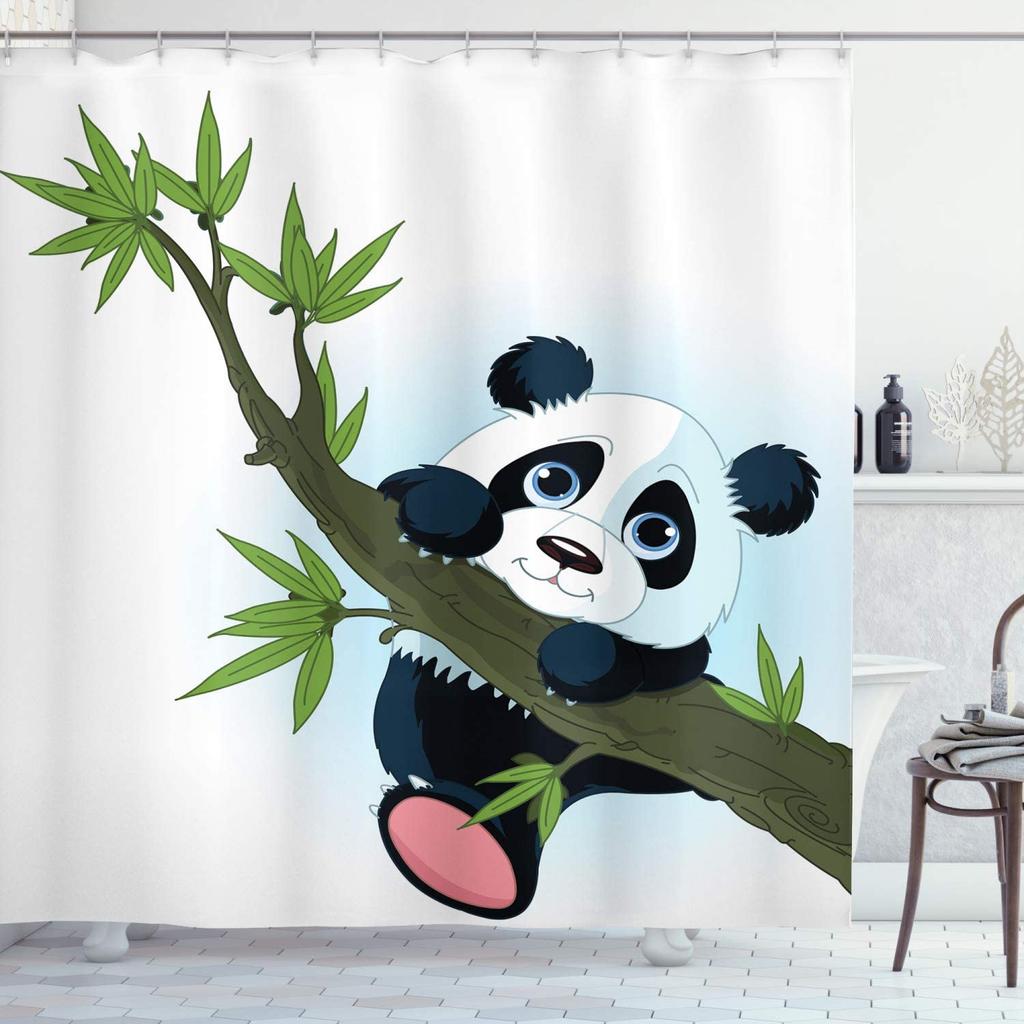 Cartoon Cute Animal Shower Curtain Cat Dog Anime Printed Bathroom Decor 3D Waterproof Bath Fabric Home Curtains For Children