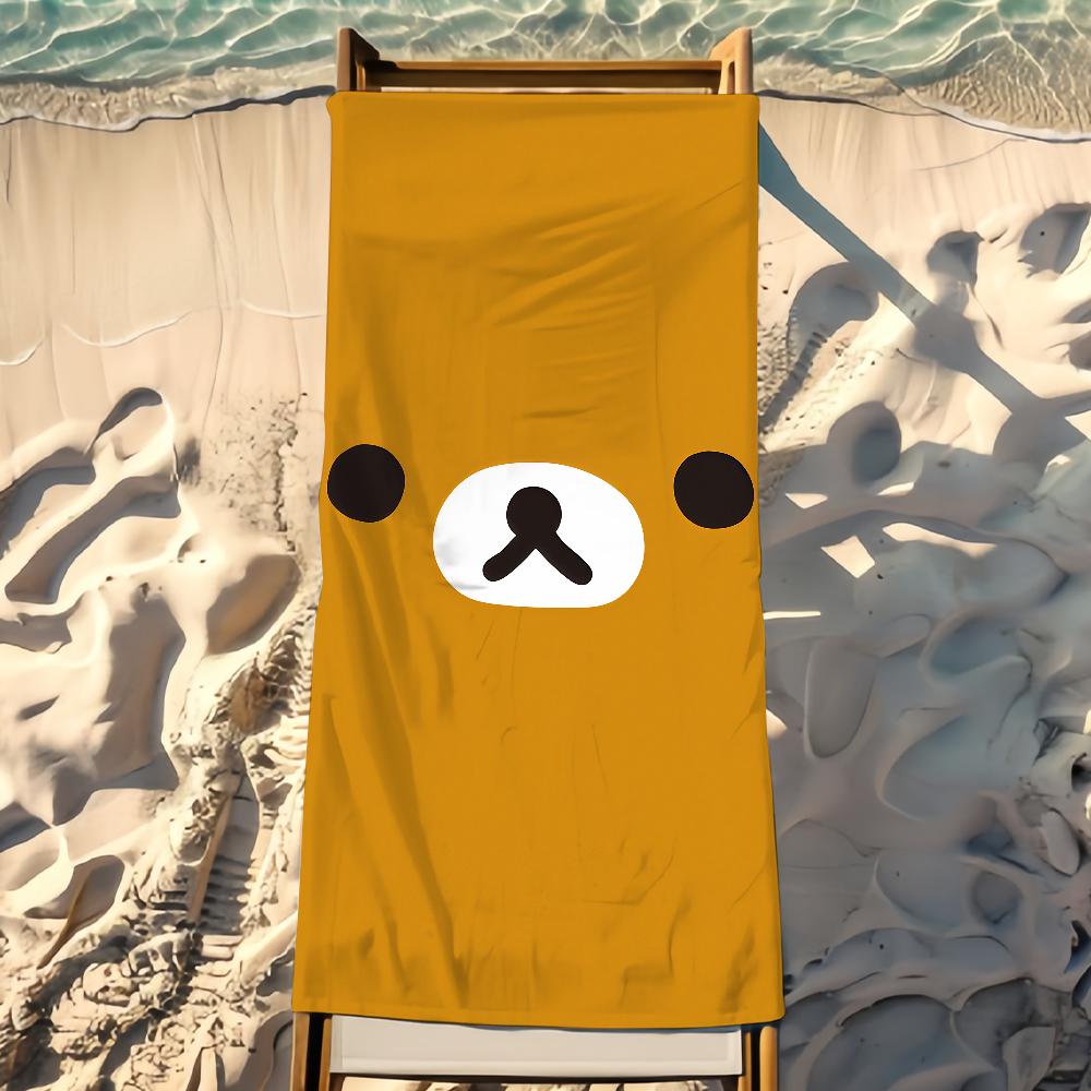 Милое Полотенце R-Rilakkuma Пляжное Полотенце Дорожное Легкое Приятное для Кожи Для Бассейна Пляжа Кемпинга Круиза Лето