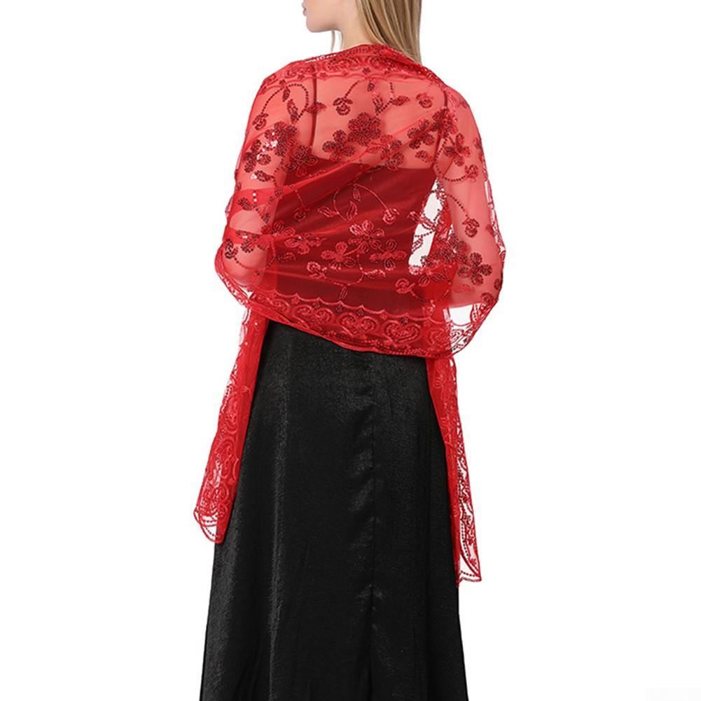 Шаль с запахом Блестящие пайетки Тюль Кружева Женская резинка