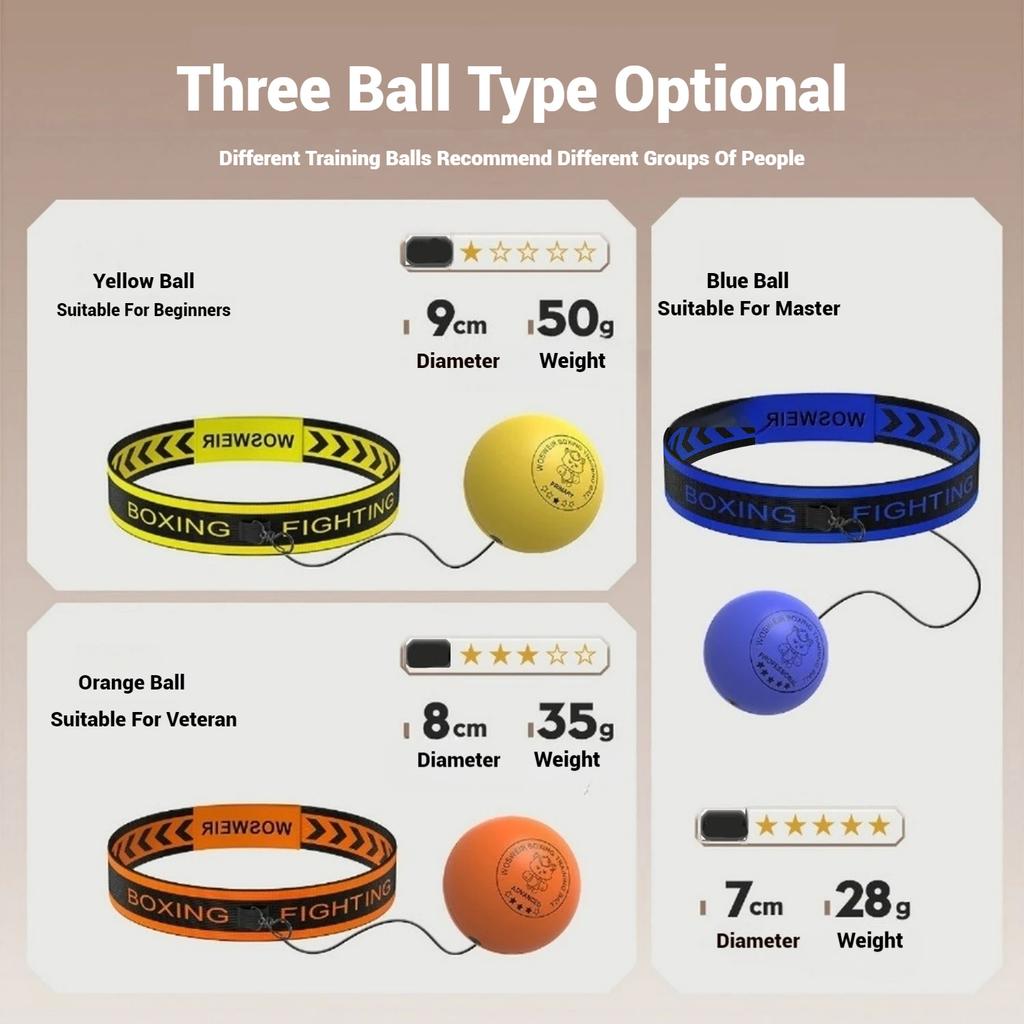 Наголовной детский боевой декомпрессионный тренировочный скоростной мяч из гладкого полиуретана, реакционный волшебный мяч для детей