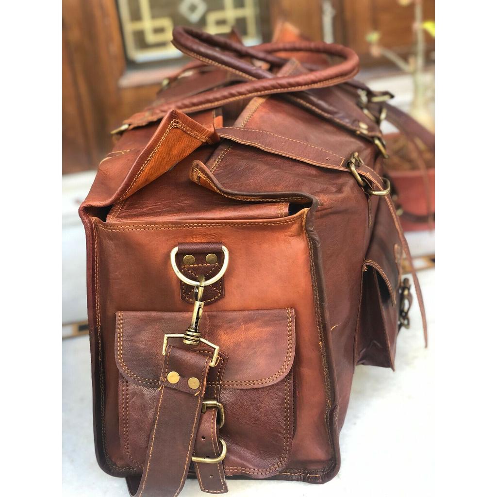 Мужская кожаная спортивная сумка для путешествий, винтажная большая сумка для выходных на ночь