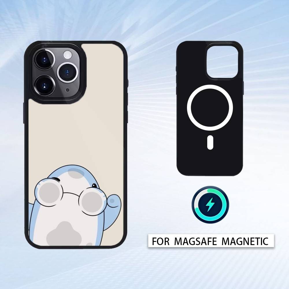 Cartoon Cute Shark Phone Case For iPhone 17,16,15,14,13,12,Pro,Max For Magsafe Magnetic Wireless Charging