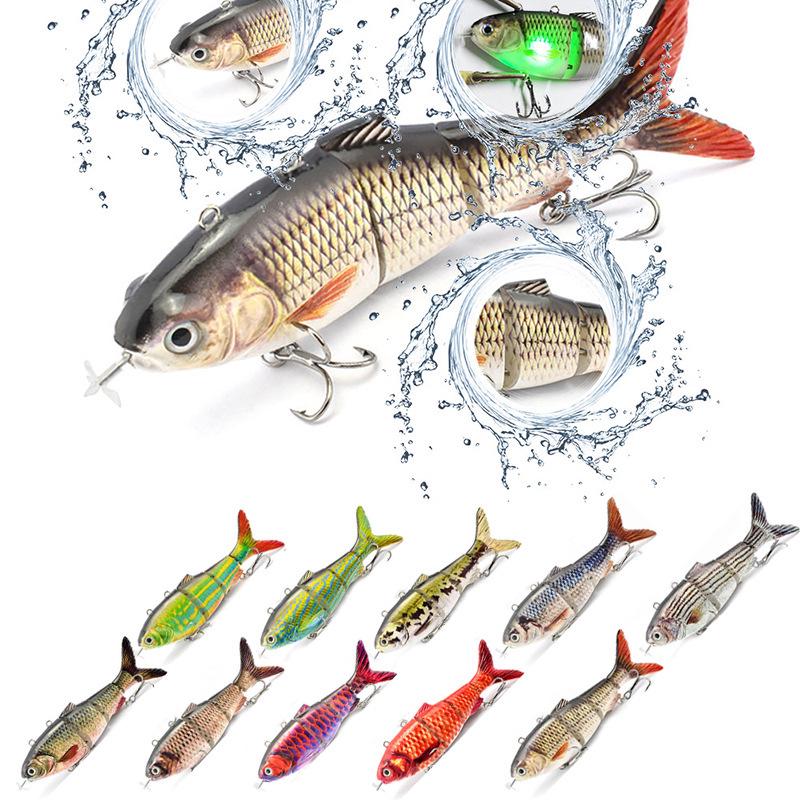 Перезаряжаемая светодиодная электрическая многосекционная вибрирующая приманка для рыбы с моторчиком и пропеллером