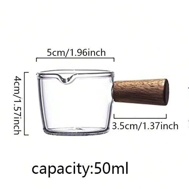 1pc-Coffee and Milk Cup Wooden Handle Small Milk Can Glass Cup