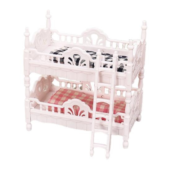 Doll Mansion Furniture Set Miniature Dressing Table Bunk Bed Bedside Table Dolls Bedroom Accessories for Kids Pretend Play