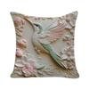 New 3D Imitation Carving Three-dimensional Flower and Bird Print Pillow Case, Fashionable and Simple Living Room Sofa Home Pillow