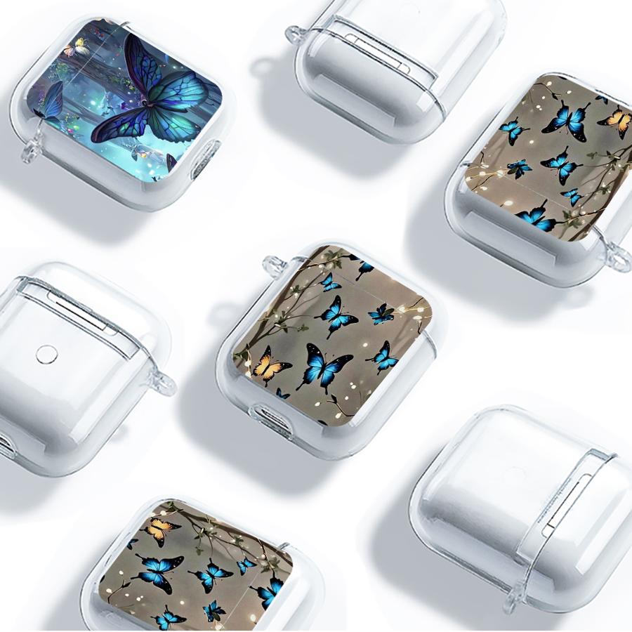 Clear Earphone Cases Cover Case For Airpods Pro 4 Pro3 3 2 1 Pro2 Cartoon Butterfly Pattern