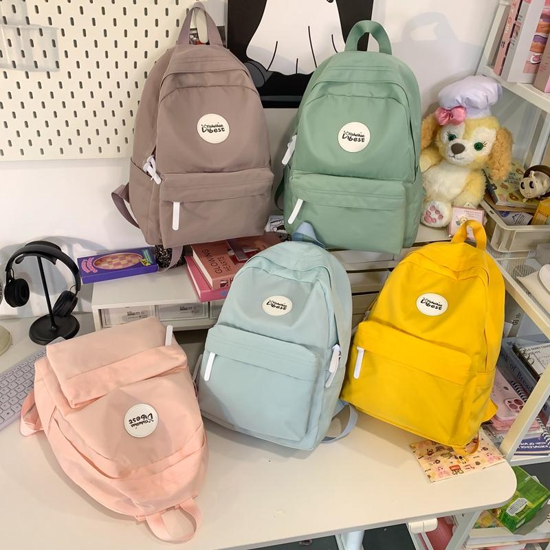 Женский школьный рюкзак, легкий, в стиле колледжа, однотонный рюкзак для старшеклассников