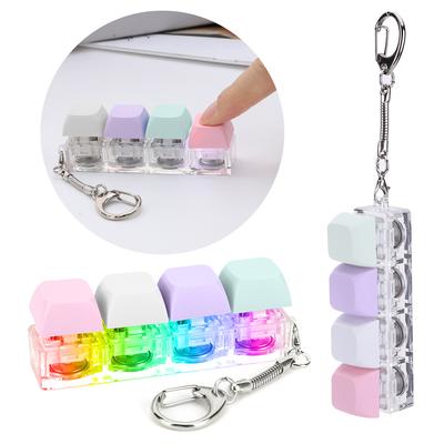 4 клавиши механическая клавиатура тестер осей DIY Fidget Button Keycap игрушка для снятия стресса светодиодный брелок клавиатура Cap Clicker игрушки
