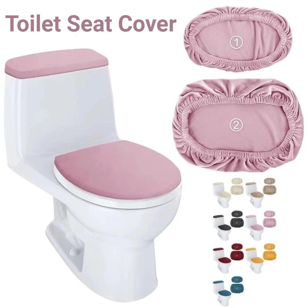 2Pcs/Set Thickened Toilet Seat Cover Solid Color WC Cover Toilet Dust Cover Home Bathroom