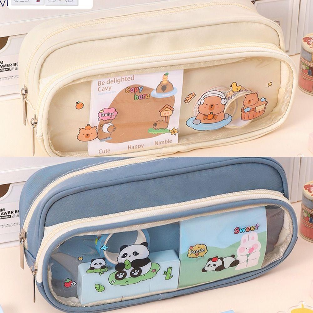 Dirt-resistant Pencil Case Double Layer Stationery Organizer Portable Pen Box  School Office