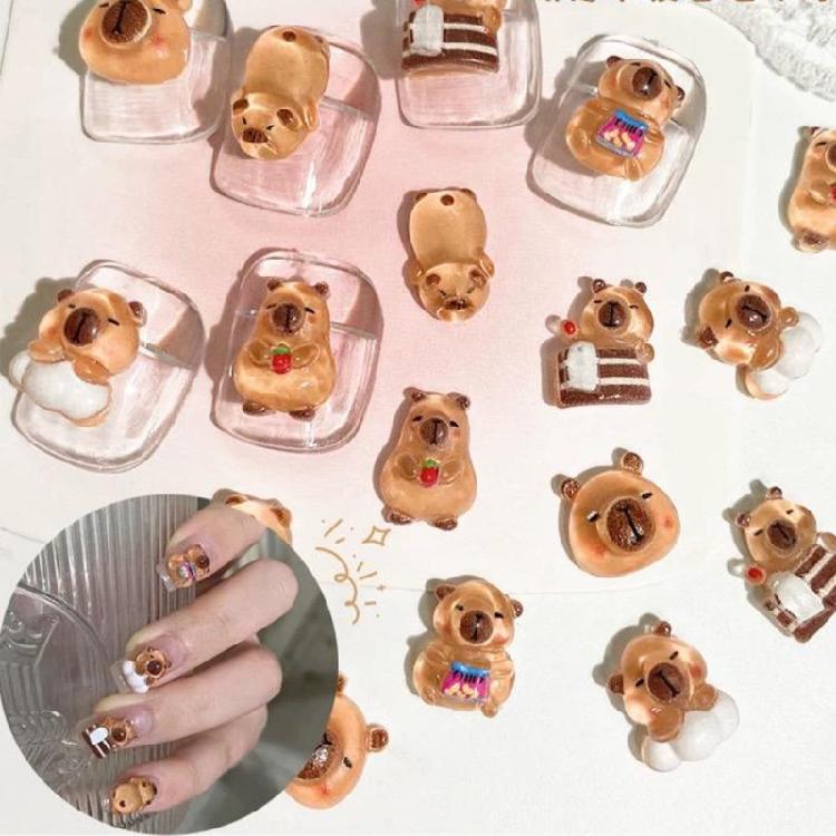 100 шт. Миниатюрные фигурки капибар Животные Садовый пейзаж Кукольные домики Настольные украшения Поделки своими руками Украшения для ногтей