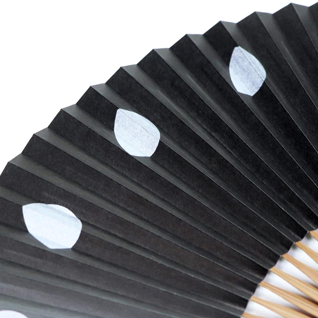 Fan Fan Set with Moon Black [Osaka Choseido] Fan, Men's, Fashionable, Business, Bag, Holder, Handkerchief, Age,