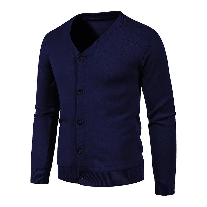 Sweater Men's Casual Solid Color Cardigan Knitted Sweater Thin Knitted Cardigan Jacket