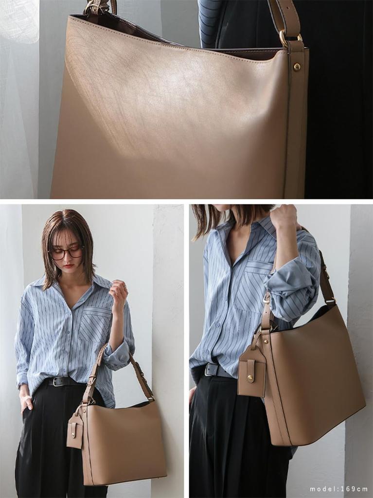 VITAFELICE Shoulder Tote Bag for 11-Compartment One-Handle Women, Bllb-x1315n (Mocha)