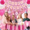 Pink Red Party Decorations kits for Girls Women with Happy Birthday Banner,