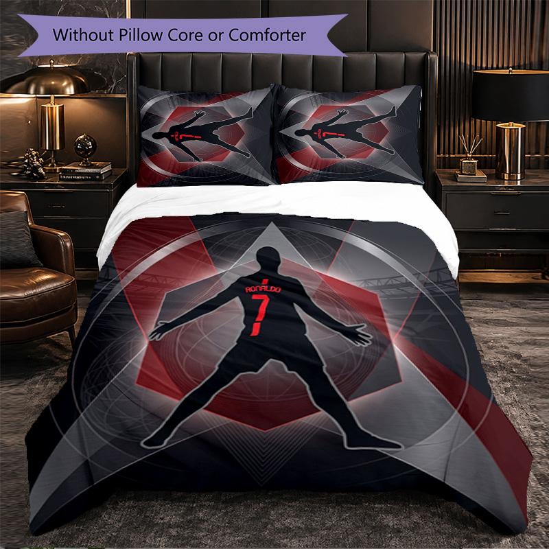 Cristiano Ronaldo Pattern 3 Pieces Bedding Set Soft Microfiber Duvet Cover with Pillow Cases for Bedroom