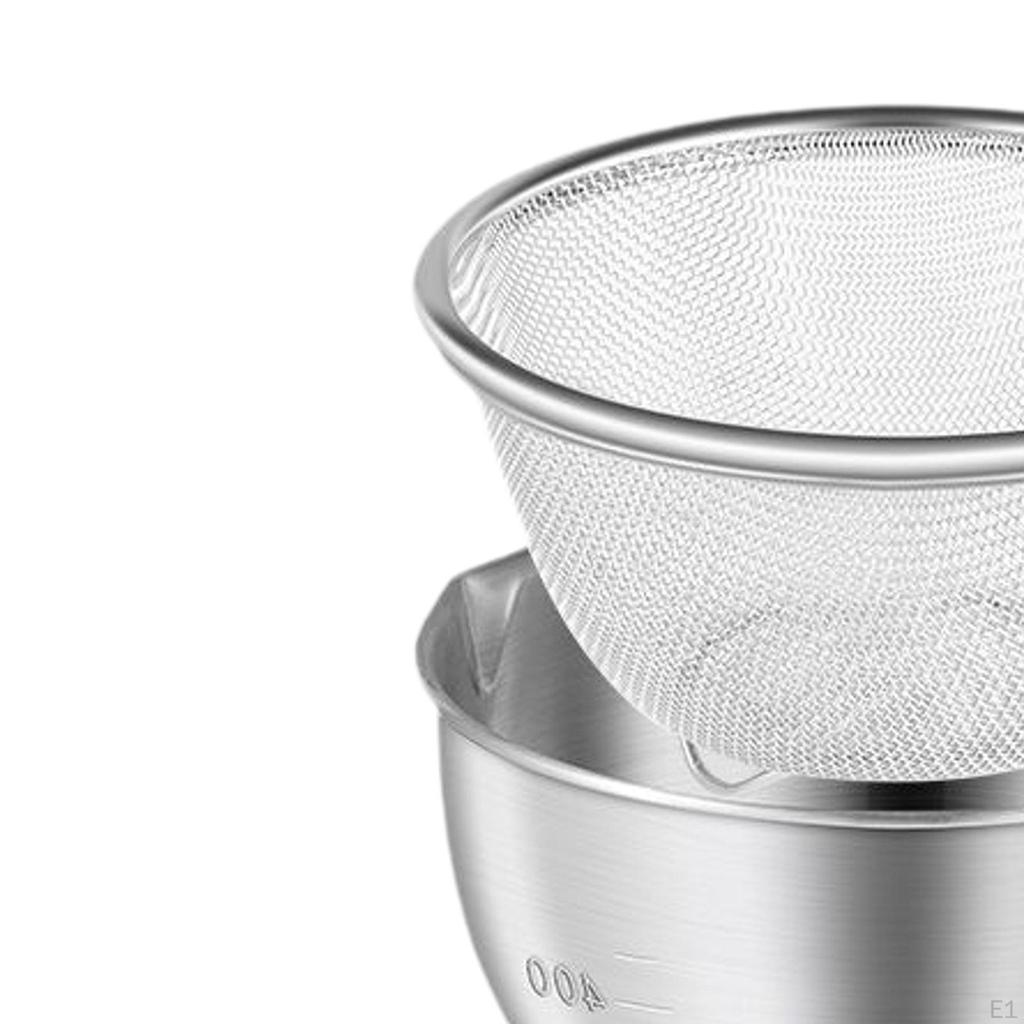 Дуршлаг из нержавеющей стали с миской для смешивания, сито с мелкой сеткой, дуршлаг для пасты, спагетти, риса