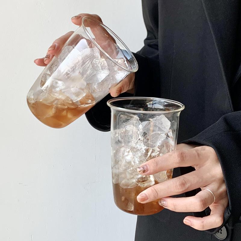 American Latte Coffee Cup Glass Transparent Juice Milk Cup Drinkware Cold Coffee Cup Cocktail Cup