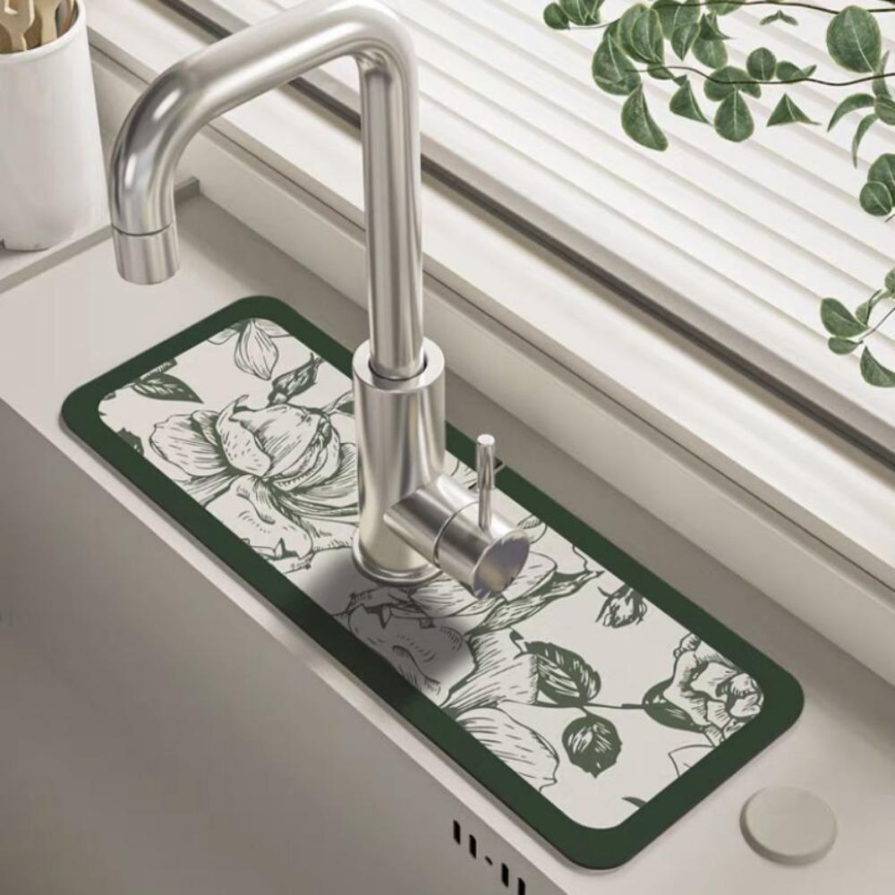 Mat Household for Bathroom Kitchen Sink Splash Guard Faucet Drain Pad Faucet Mat Absorbent Pad