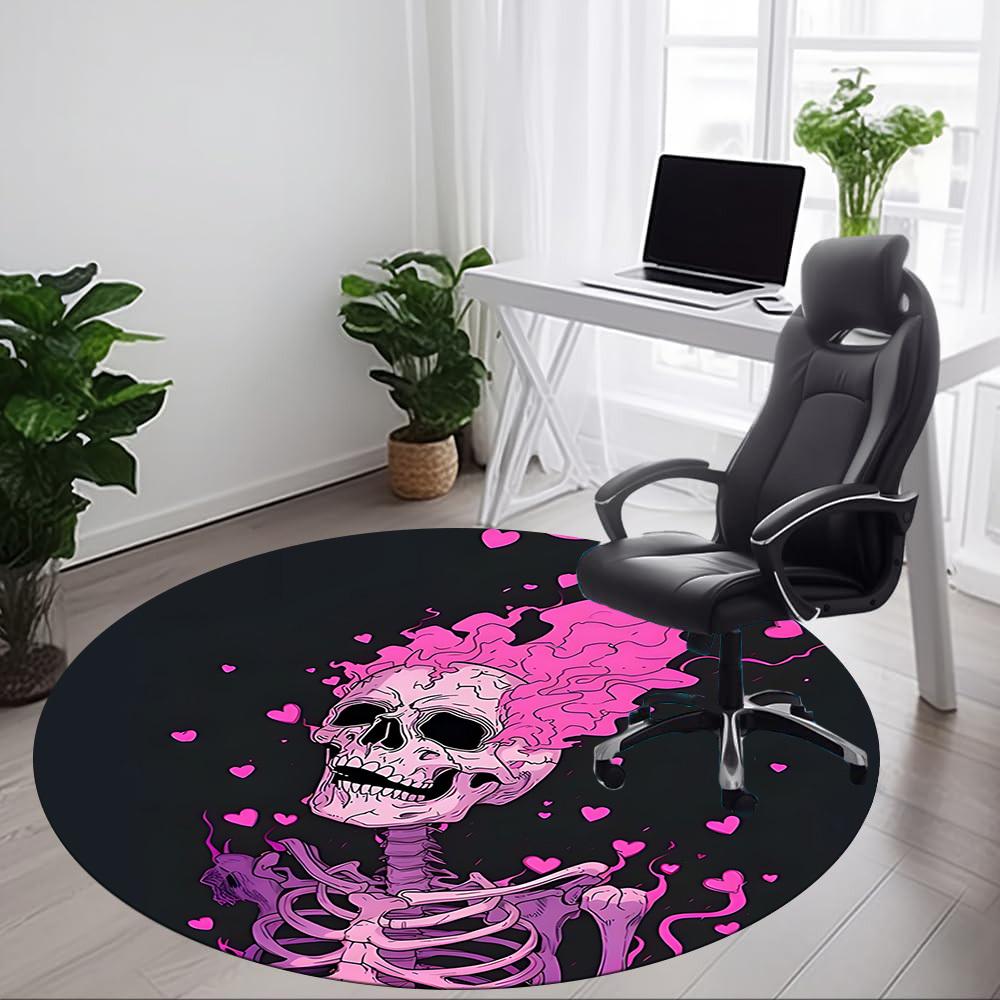 1 шт. Круглый ковер Skeleheart для офиса, под офисные стулья, для спальни, гостиной, домашний декор, декор комнаты