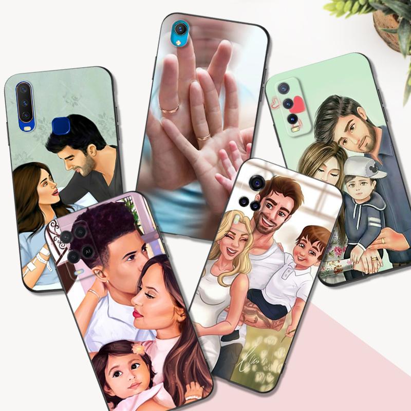 Black Tpu Case For Vivo V5 V5S V7 V9 Youth V11 V11i V15 V17 NEO V20 E V21 V21E V23 V23E PRO 4G 5G Mom Dad Baby Family