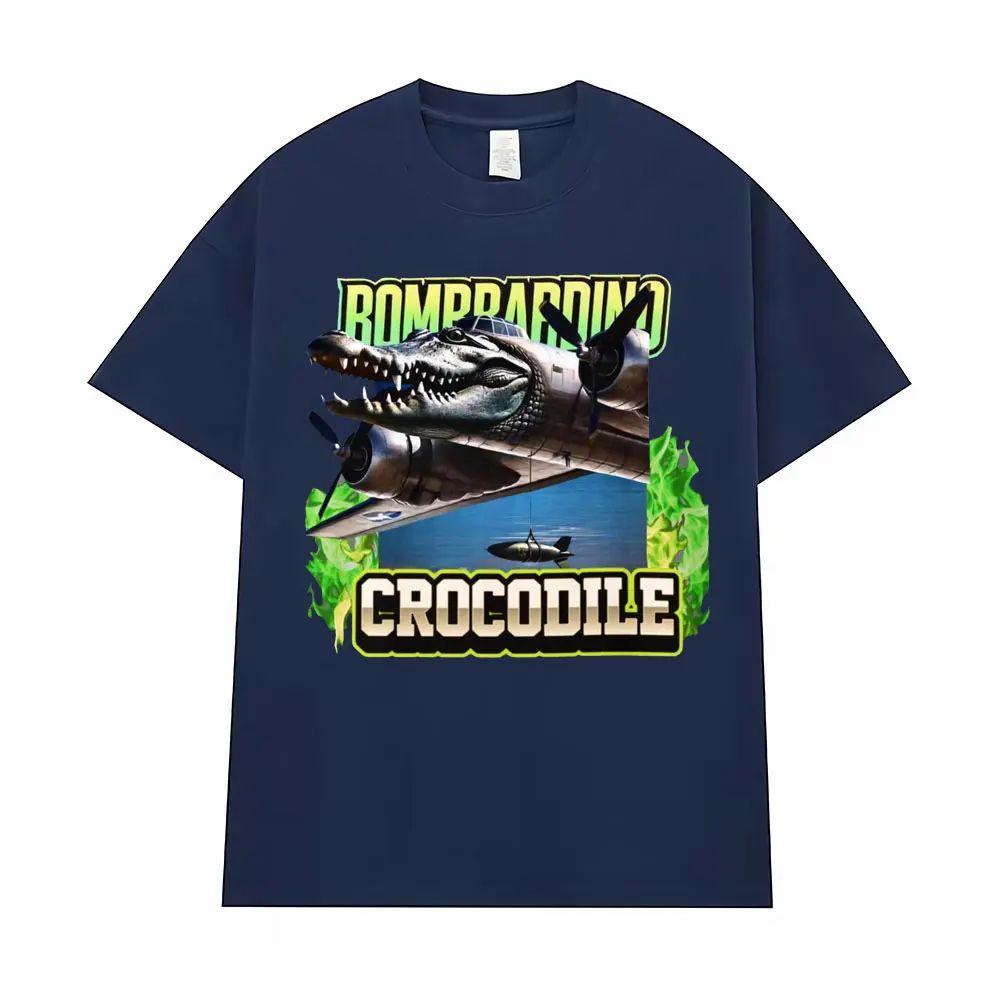 Bombardino Crocodilo Meme T-Shirt Men Women Short Sleeve Cotton Tees Funny Graphic T-shirt Y2k Outfit Summer Tops Men's Clothing
