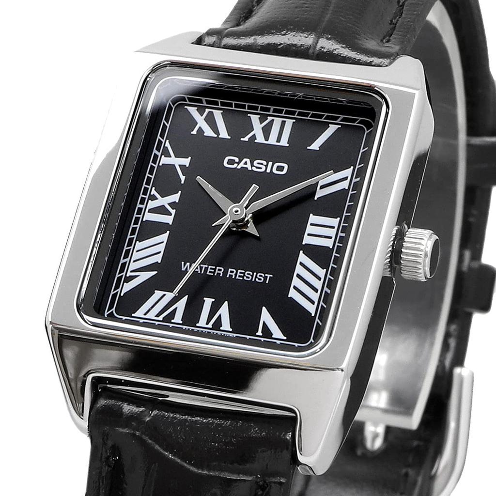 CASIO Casio Casio Стандартные дешевые часы Casio Chipkashi женские кварцевые из нержавеющей стали с кожаным ремешком черного цвета LTP-V007L-1B [Товар]