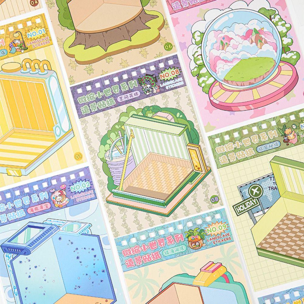 PET 3D Landscape Sticker Decompression Miniature Scene Collage DIY Cabin Scene Sticker Children