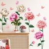 Butterfly Pink Plant Flower Wallpaper Living Room Bedroom Room Decoration Wall Sticker Self-adhesive Wall Sticker