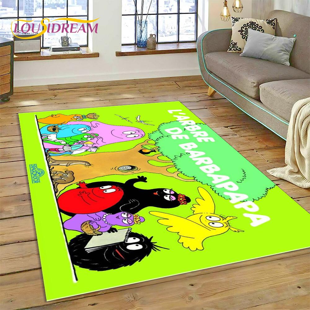 Cartoon Les Barbapapa Family HD Rug Carpet for Living Room Bedroom Home Decor,Floor Mat Non-slip Decoration for Sofa Kid Gift