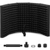 5 Panel Professional Collapsible Mic Shield, High Density Absorbent Foam To Filter Vocal, for Most Condenser Microphone Recording Equipment