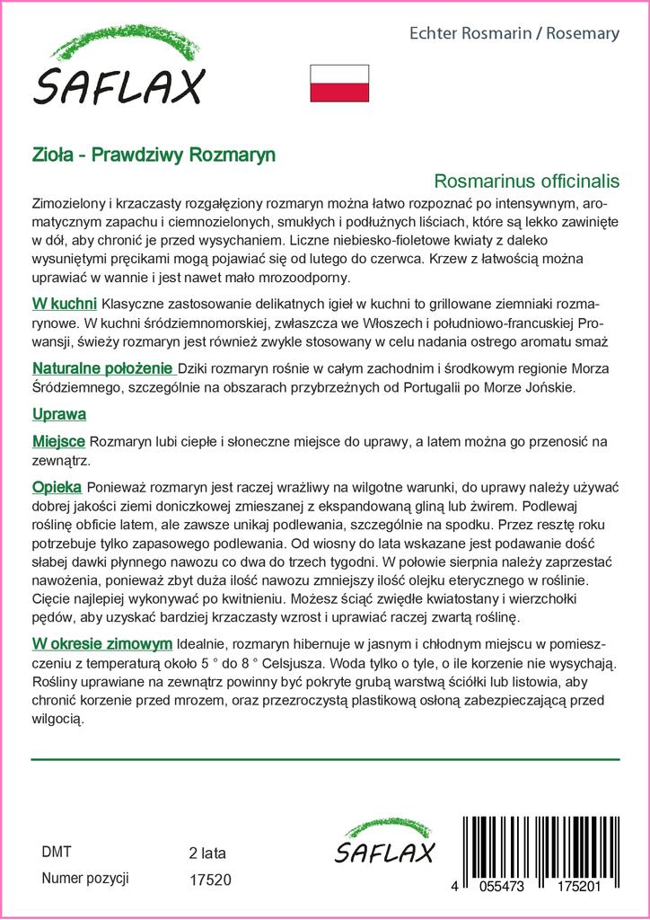 SAFLAX Garden in the Bag - Розмарин - 100 семян - С субстратом в подходящем пакете-стойке - Rosmarinus officinalis