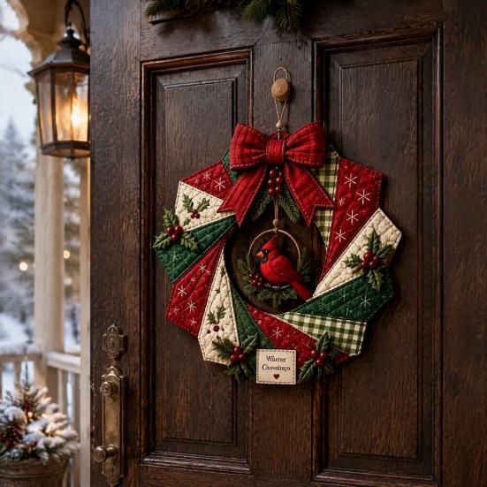Unique Holiday Gift for Teachers Christmas Fabric Wreath DIY Kit, Patchwork Beginner-Friendly Handmade Craft Garland Materials Decoration