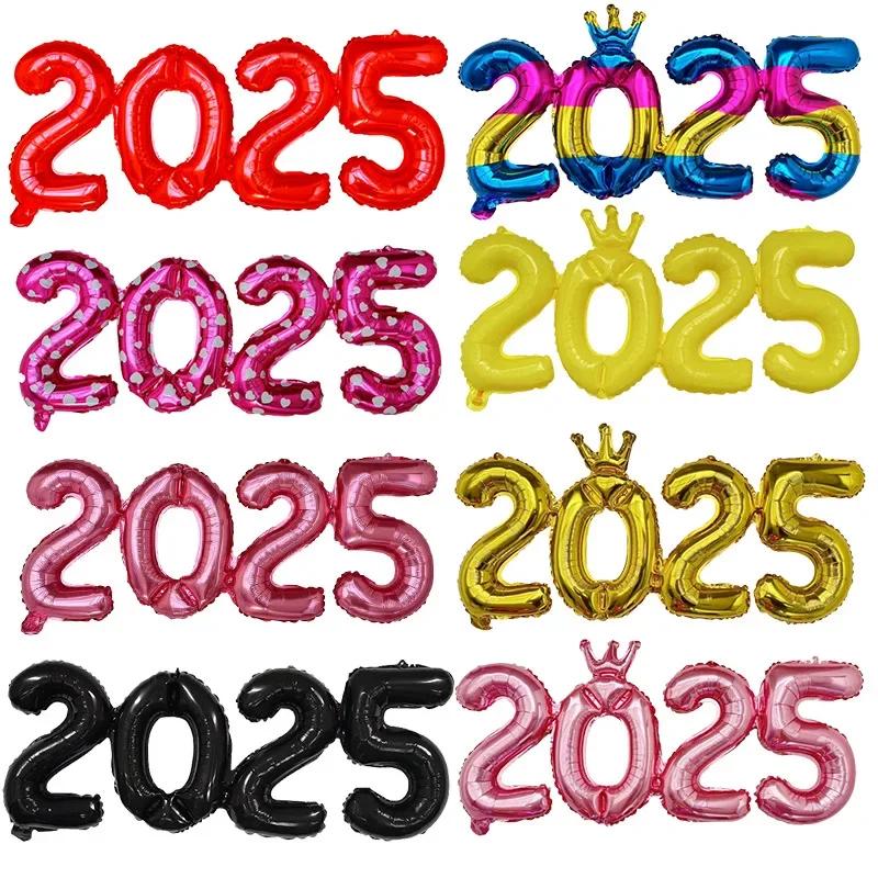 2025 Фольгированные шары с короной и цифрами С Новым годом Украшение для вечеринки Фотобудка Реквизит Товары Рождественский домашний декор Навидад 2024