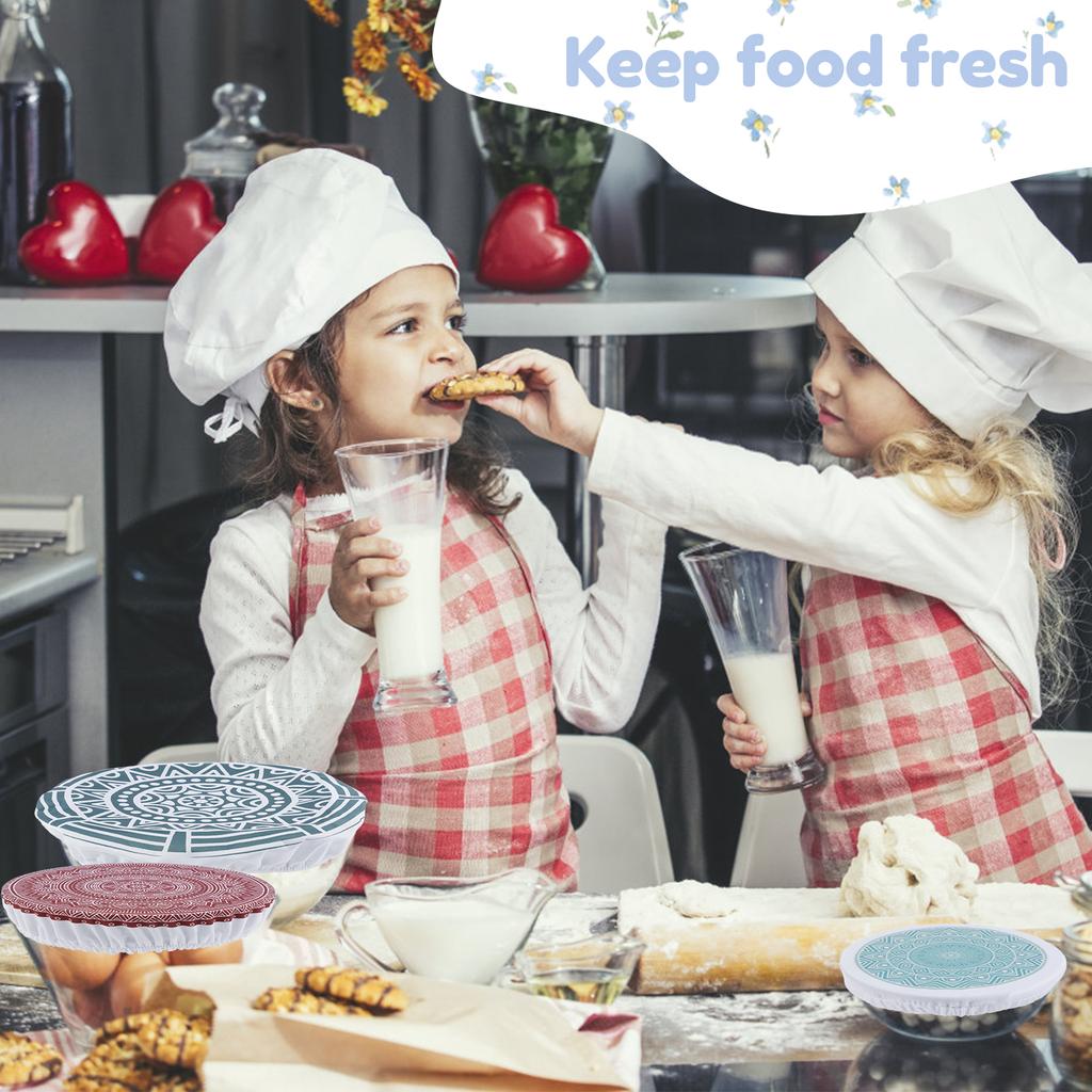 10 шт. эластичных тканевых крышек для мисок, многоразовые тканевые крышки, эластичные портативные пылезащитные чехлы для мисок для вечеринок, пикников и дома.