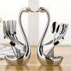 Портативный набор столовых приборов ложка вилка столовые приборы из нержавеющей стали 304 столовая посуда столовая посуда с держателем в виде лебедя стол