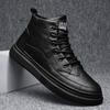 Men Boots SpringAutumn British Wind High Top Waterproof Casual Shoes Black Leather Platform MotorcycleBoots Zapatillas De Hombre