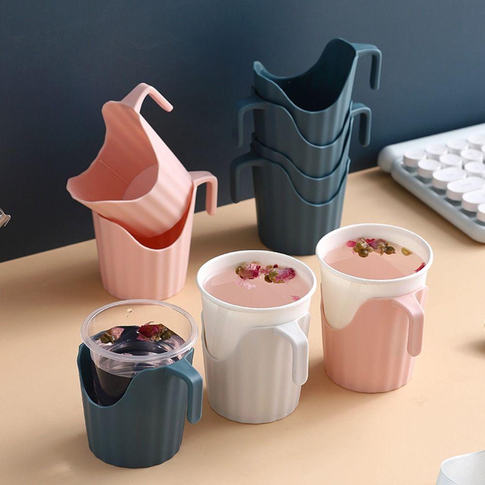 6pcs Thick Plastic Beverage Holder Base Disposable Cup Cover New Paper Cup