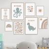 Boho Octopus Dinosaur Rainbow Sun Nursery Posters Cartoon Wall Art Print Canvas Painting Baby Kids Room Home Decoration Pictures