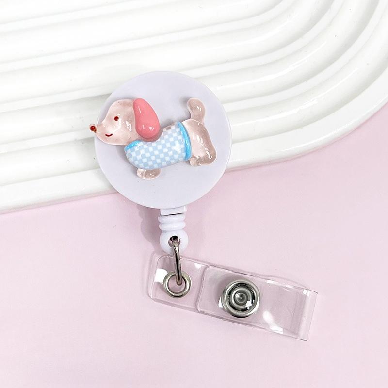 Cute Animal Retractable Badge Holder for Healthcare Workers60cm Extendable ID Card Reel with Secure Clip Puppy Design for Nurses
