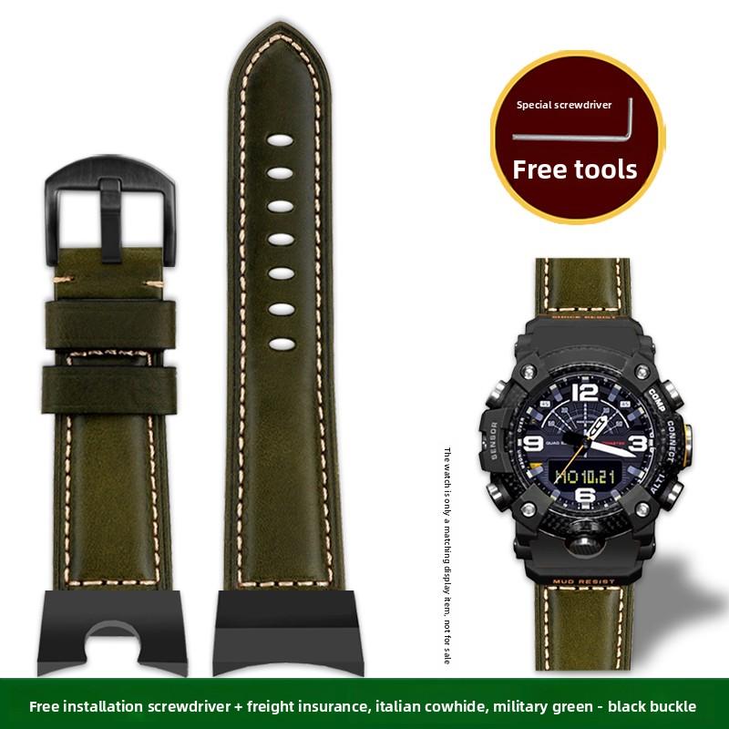 GG-B100 Ремешок для часов из итальянской коровьей кожи Для Casio G-Shock Little Mud King GG B100 Винтажный ремешок из натуральной кожи мужской браслет