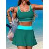 2025 Sporty Swimsuit Women Two Pieces High Waist Beach Dress Solid Swimwear Female Bathers Bathing Swimming Swim Suit Beachwear