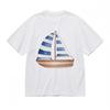 Men's Comfortable Fashion Classic T-Shirt Blue And White Sailboat Design Tee USA