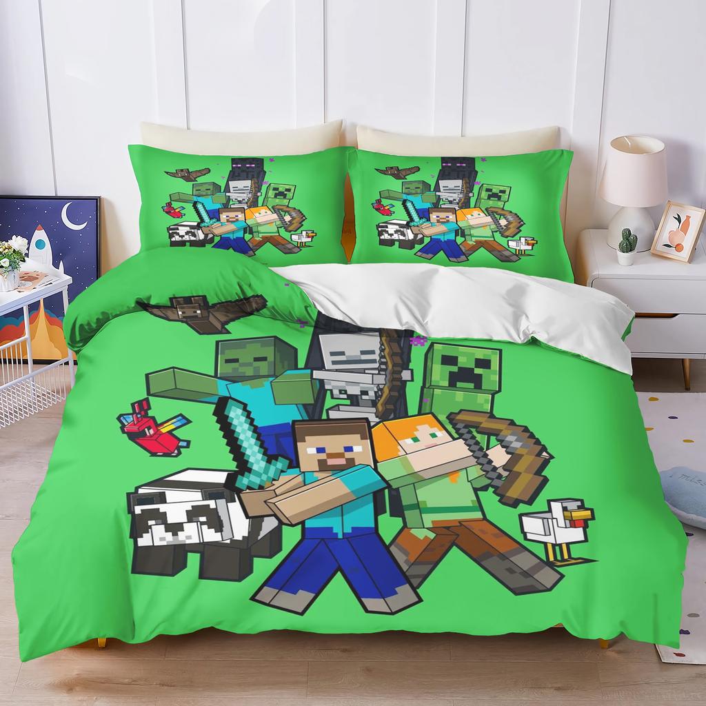 M-Minecraft 100% Полиэстер Аниме Принт Постельное Белье Пододеяльник Королевский Хлопок Милый Принт Мультфильм Чехол на Одеяло